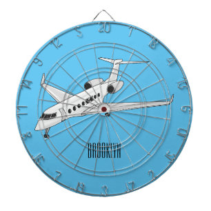 Private jet cartoon illustration dartboard
