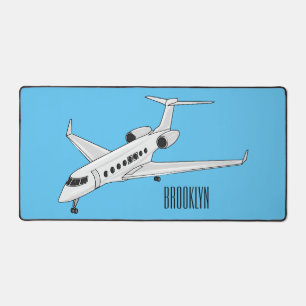 Private jet cartoon illustration desk mat