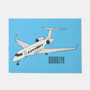 Private jet cartoon illustration doormat