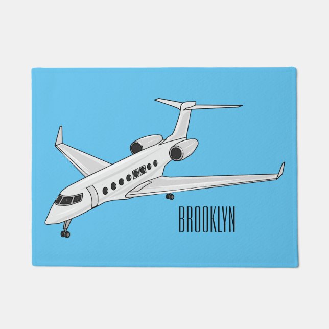 Private jet cartoon illustration doormat (Front)