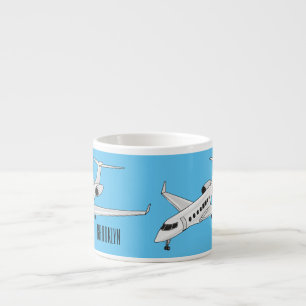 Private jet cartoon illustration espresso cup