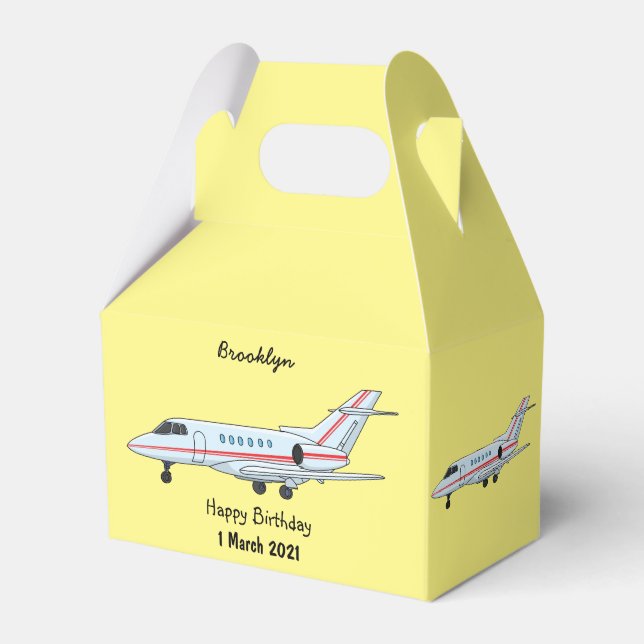Private jet cartoon illustration favour box (Front Side)