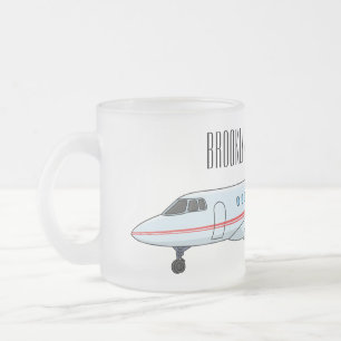 Private jet cartoon illustration frosted glass coffee mug