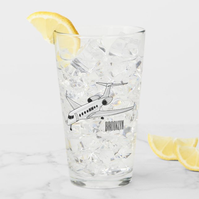 Private jet cartoon illustration glass (Front Ice)