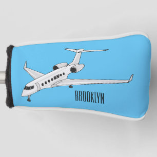 Private jet cartoon illustration golf head cover