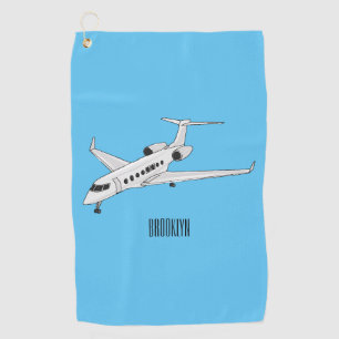 Private jet cartoon illustration golf towel