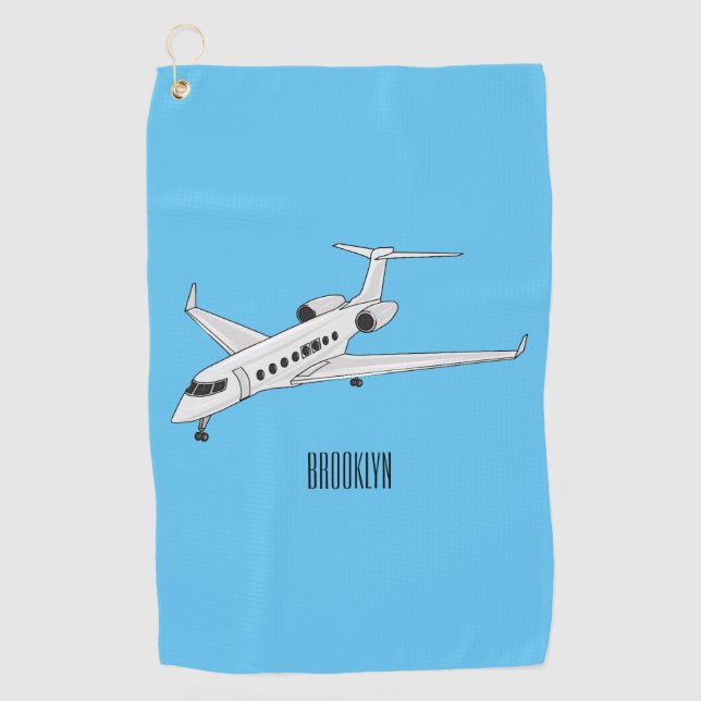 Private jet cartoon illustration golf towel (Front)
