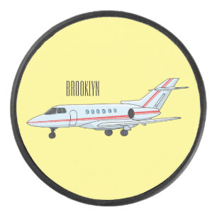 Private jet cartoon illustration hockey puck