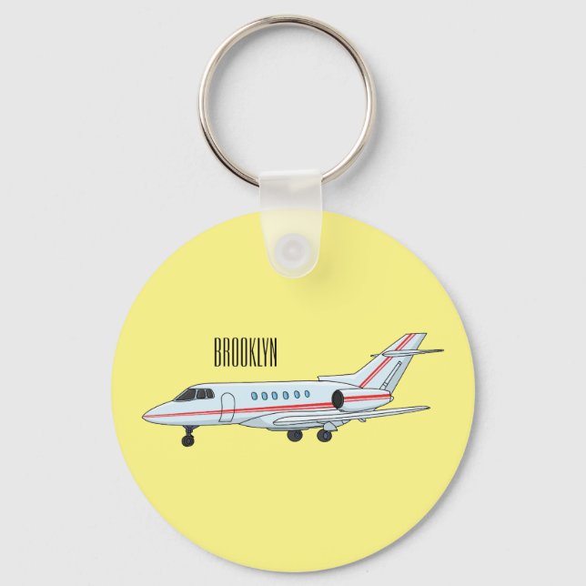 Private jet cartoon illustration key ring (Front)