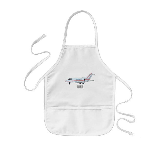 Private jet cartoon illustration kids apron (Front)