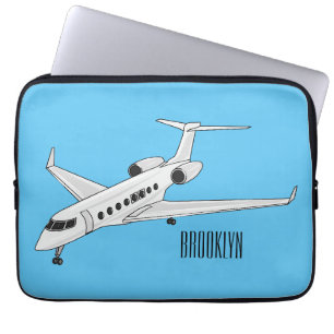 Private jet cartoon illustration laptop sleeve