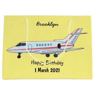 Private jet cartoon illustration large gift bag