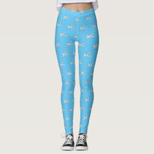 Private jet cartoon illustration leggings