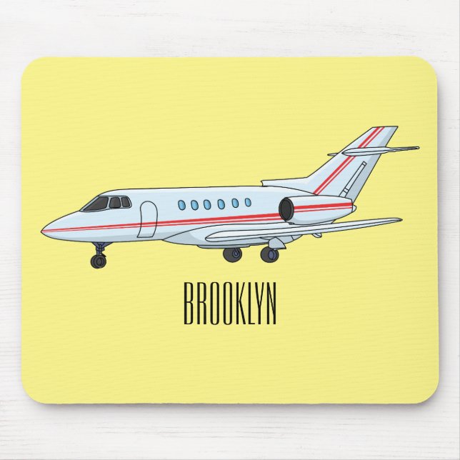 Private jet cartoon illustration mouse mat (Front)