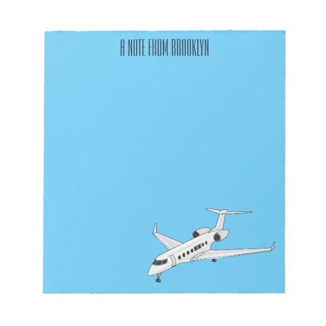 Private jet cartoon illustration notepad (Front)