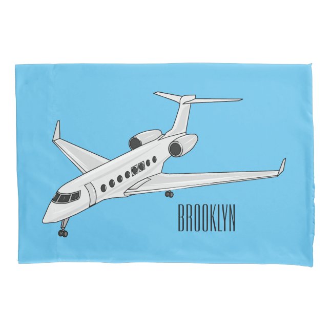 Private jet cartoon illustration pillowcase (Front)
