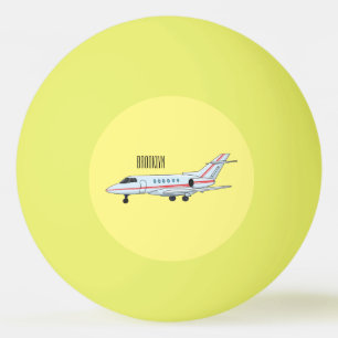 Private jet cartoon illustration ping pong ball