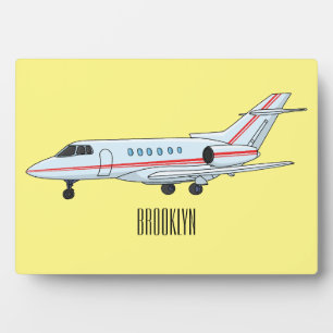 Private jet cartoon illustration plaque