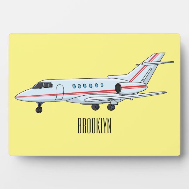 Private jet cartoon illustration  plaque (Front)