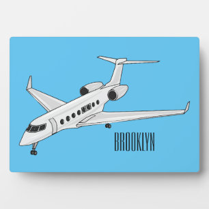 Private jet cartoon illustration plaque
