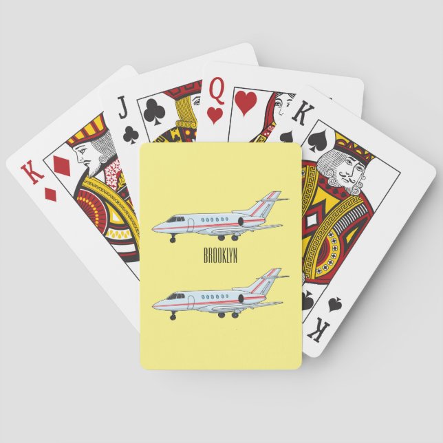 Private jet cartoon illustration playing cards (Back)