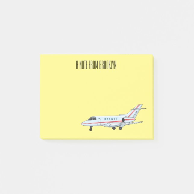 Private jet cartoon illustration post-it notes (Front)