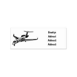 Private jet cartoon illustration rubber stamp