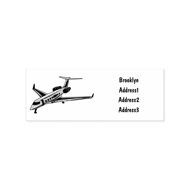 Private jet cartoon illustration rubber stamp (Imprint)