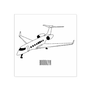 Private jet cartoon illustration rubber stamp