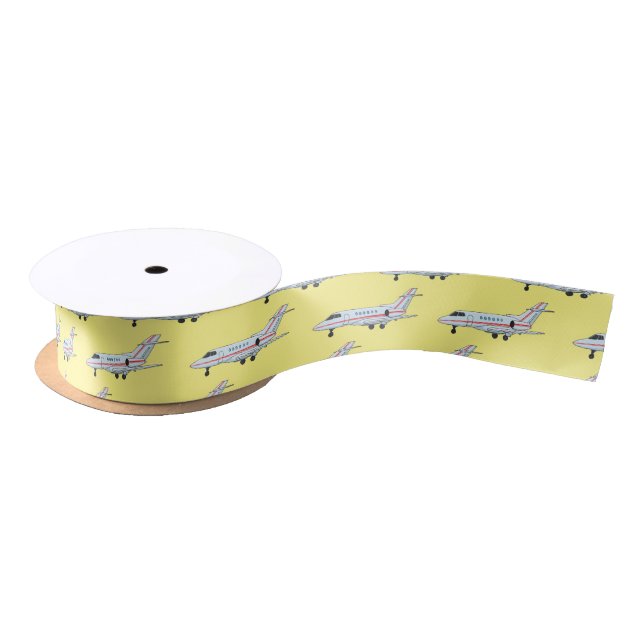 Private jet cartoon illustration satin ribbon (Spool)