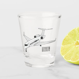 Private jet cartoon illustration shot glass