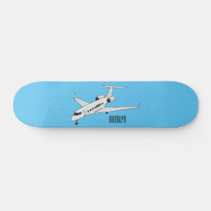 Private jet cartoon illustration skateboard