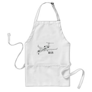 Private jet cartoon illustration standard apron