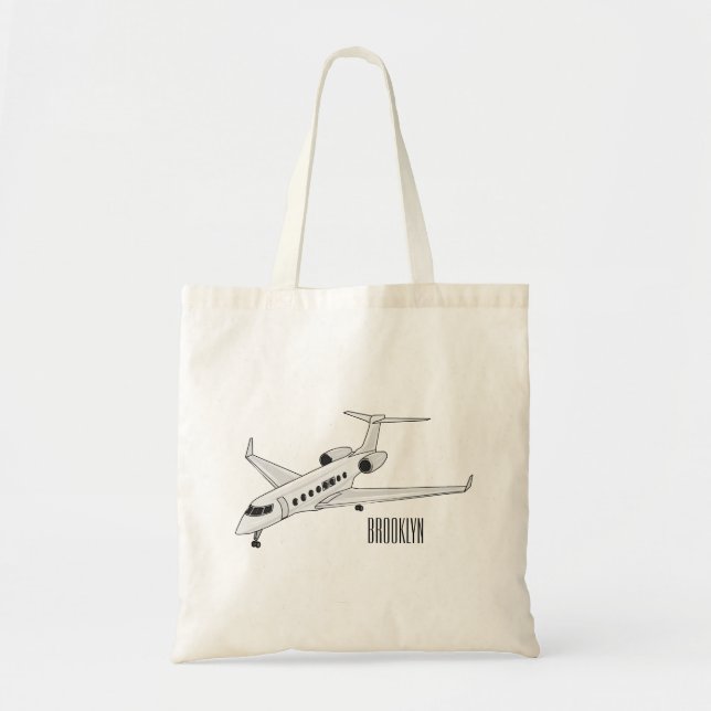 Private jet cartoon illustration tote bag (Front)
