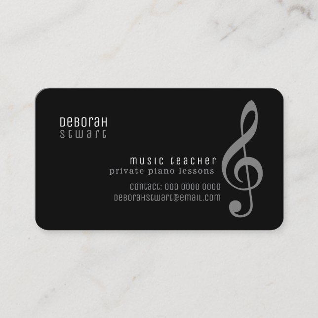 Private Lessons music teacher black Business Card (Front)