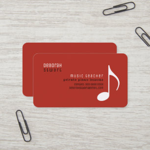 Private Lessons Music Teacher brick-red Business Card