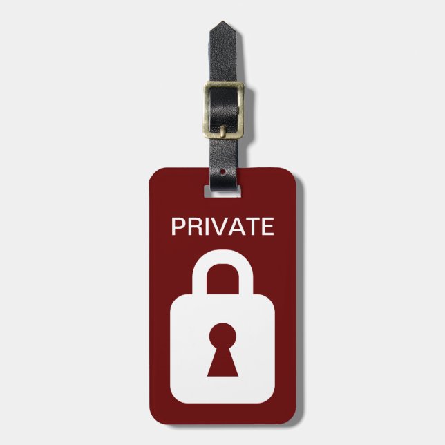 Private lock travel luggage tag with leather strap (Front Vertical)