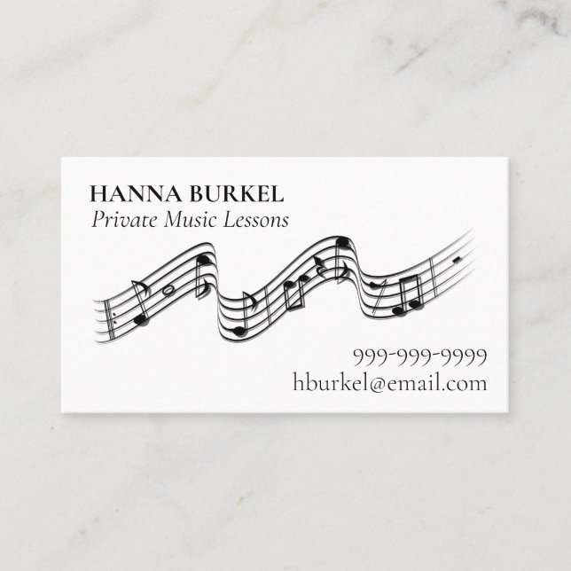 Private Music Lessons Business Card (Front)