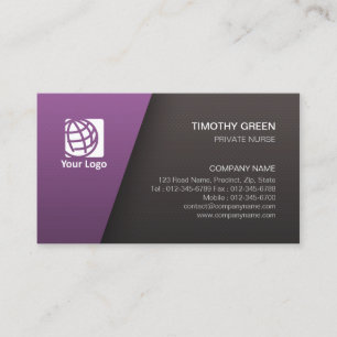 Private Nurse Personal Special Skills Purple Black Business Card