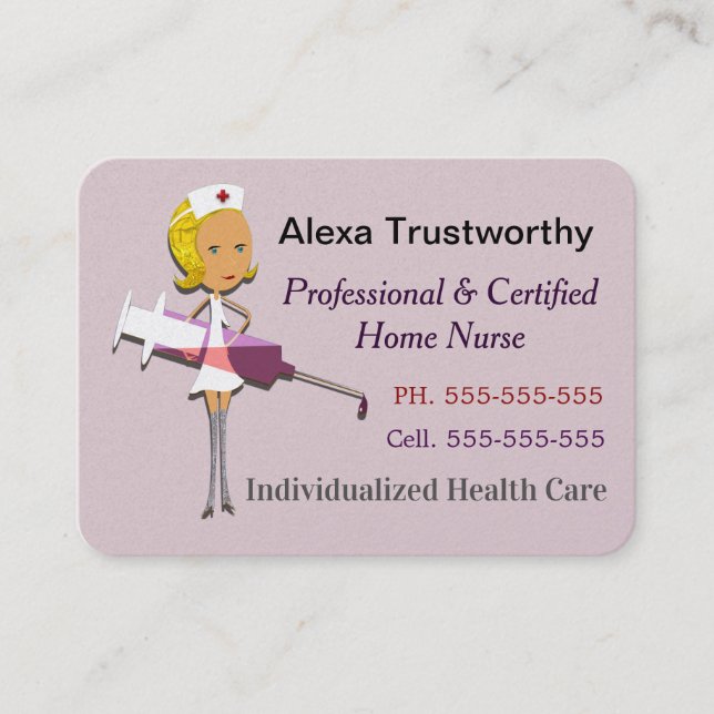 Private Nurse Professional Rosebud Colour Large Business Card (Front)