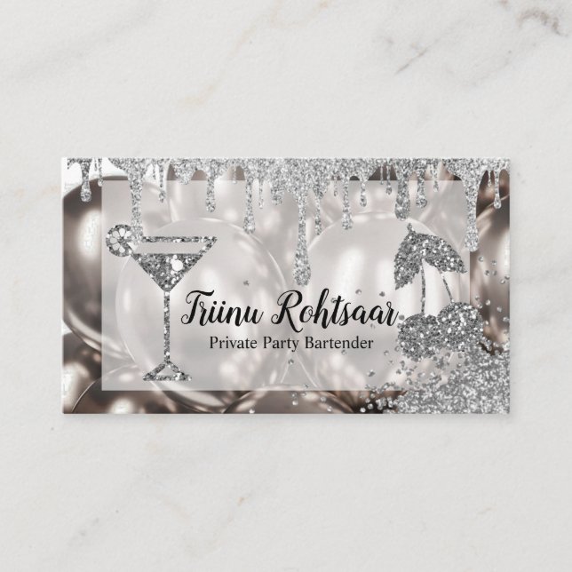 Private Party Bartender Bar Catering Drinks Business Card (Front)