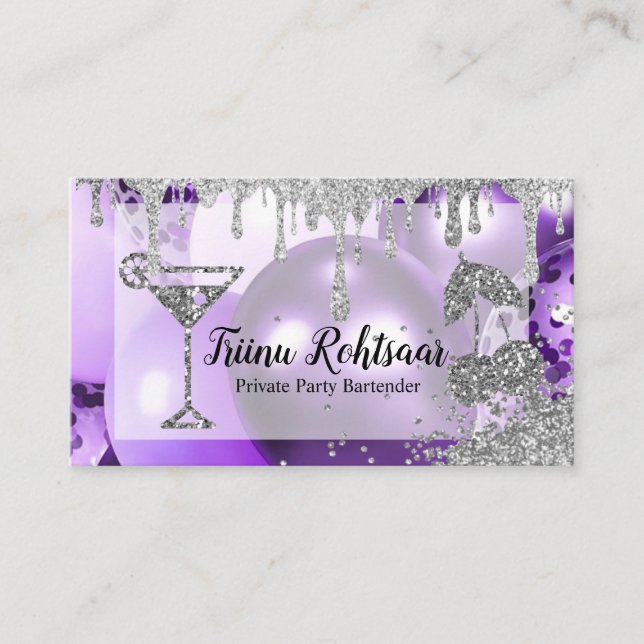 Private Party Bartender Bar Catering Drinks Business Card (Front)