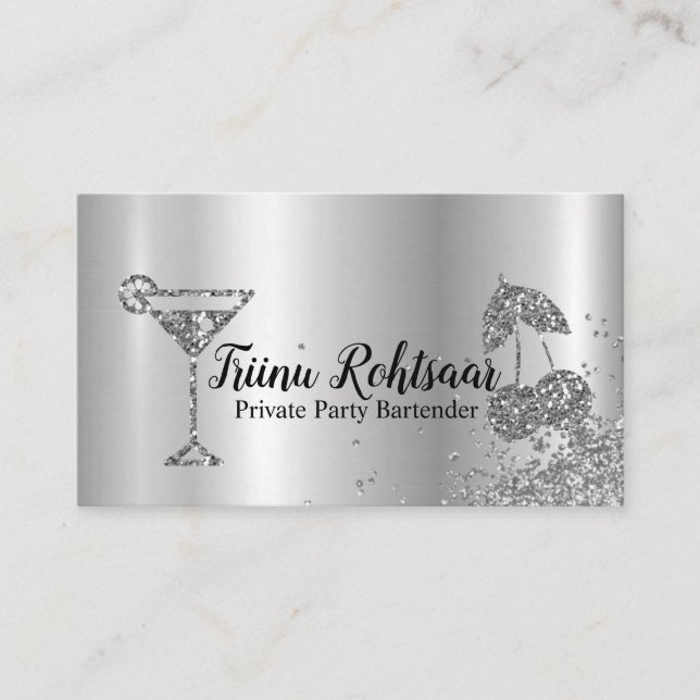 Private Party Bartender Bar Catering Drinks Business Card (Front)
