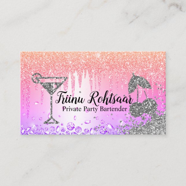 Private Party Bartender Bar Catering Drinks Business Card (Front)