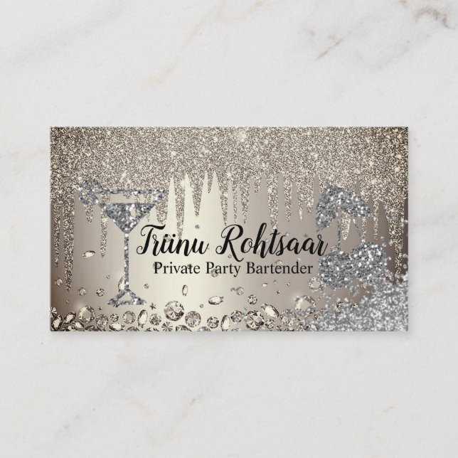 Private Party Bartender Bar Catering Drinks Business Card (Front)