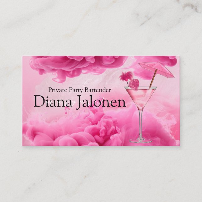 Private Party Bartender  Business Card (Front)