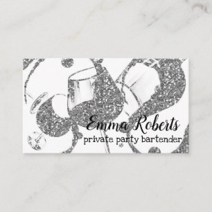 Private Party Bartender Silver Business Card