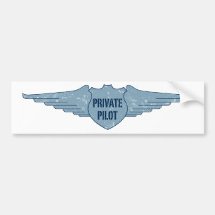 Private Pilot Blue Wings Bumper Sticker