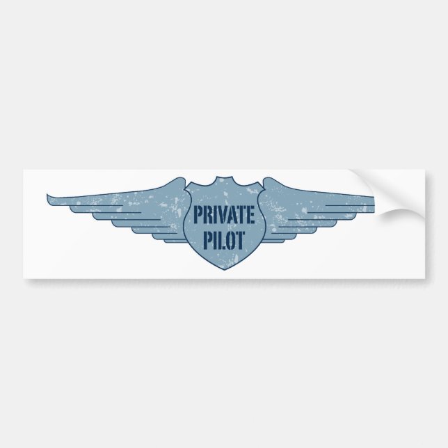 Private Pilot Blue Wings Bumper Sticker (Front)