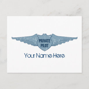 Private Pilot Blue Wings Postcard